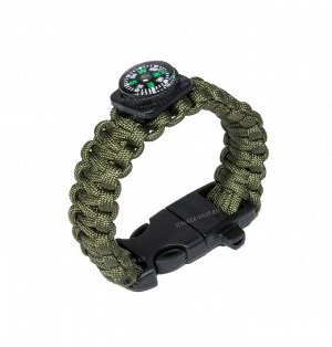 Paracord bracelet with compass,buckle with whistle, olive