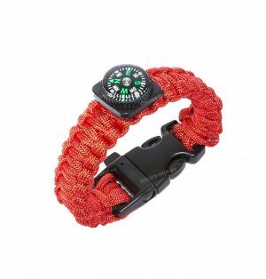 Paracord bracelet with compass,buckle with whistle, red