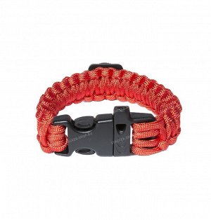 Paracord bracelet with compass,buckle with whistle, red