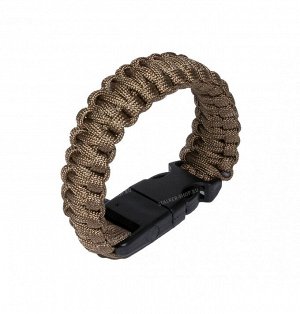 Paracord bracelet ,buckle with whistle and flint, coyote