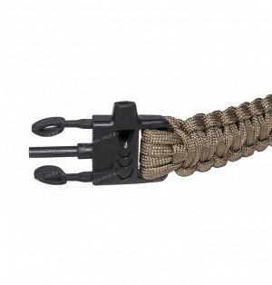 Paracord bracelet ,buckle with whistle and flint, coyote