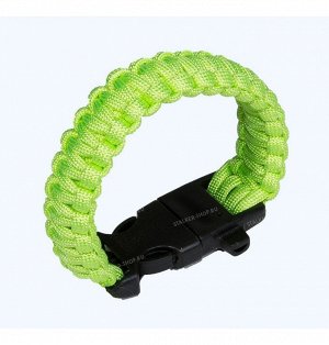 Paracord bracelet ,buckle with whistle and flint, lime