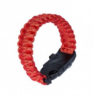 Paracord bracelet ,buckle with whistle and flint, red