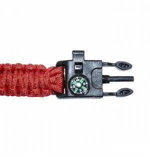 Paracord bracelet ,buckle with whistle and flint, red