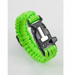 Paracord bracelet with compass,buckle with whistle and flint, lime