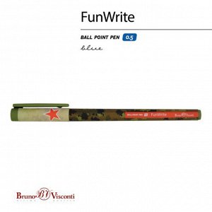 Ручка шариковая BRUNO VISCONTI FunWrite, СИНЯЯ, Милитари, узел 0,5мм, линия 0,3мм, 20-0212/06