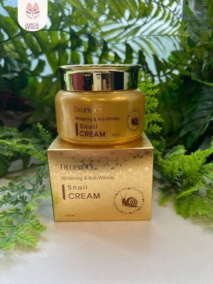 Отбеливающий антивозрастной крем для лица с экстрактом улитки, Deoproce Whitening & Anti-Wrinkle Snail Cream, 100ml