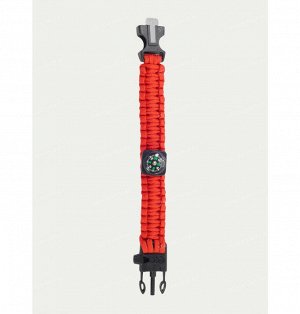 Paracord bracelet with compass,buckle with whistle and flint, red