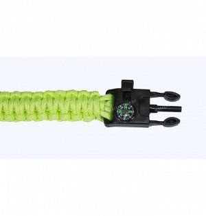 Paracord bracelet,buckle with whistle,compass and flint, lime