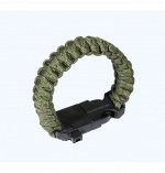 Paracord bracelet,buckle with whistle,compass and flint, olive