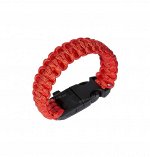 Paracord bracelet,buckle with whistle,compass and flint, red