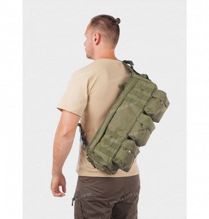 Сумка-рюкзак с одной лямкой CH-012, карманы спереди, olive