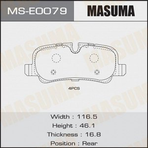 Колодки тормозные дисковые Masuma задние, комплект на ось (4 шт), арт. MS-E0079
