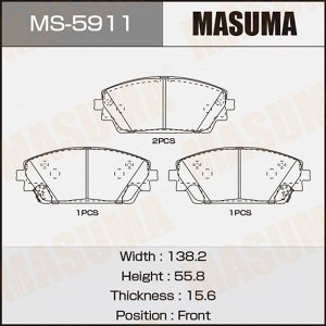 Колодки тормозные дисковые Masuma передние, комплект на ось (4 шт), арт. MS-5911