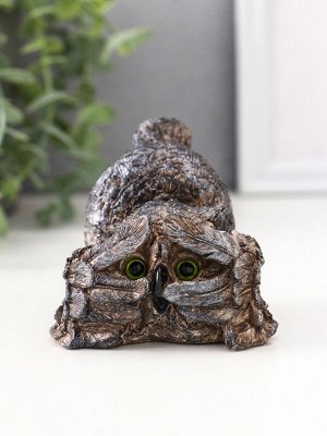 Фигурка гипс «Сова подглядывает», бежевая, 8x8.5x7 см