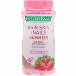 Nature&amp;#x27 - s Bounty, жевательные мультивитамины для здоровья волос, кожи, ногтей со вкусом клубники, 80 жевательных конфет