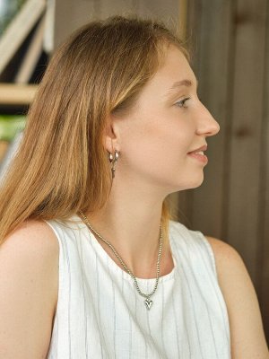 Колье из бисера с подвеской «Сердце под гематит», цвет серебро