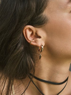 Серьги трансформеры «Сердце» под гематит, цвет золото