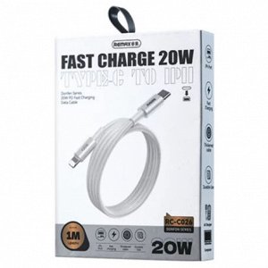 Кабель для мобильных устройств Remax Fast Charging Data Cable 20W, с USB Type-C на Lightning, 1м, белый, арт. RC-C026