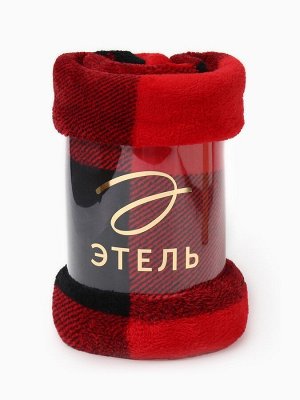 Плед «Этель. Клетка чёрно-красный», 180x200 см, корал-флис 220 г/м²