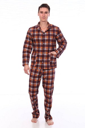 Пижама мужская,модель203,фланель (46 размер, Клетка, вид 3)