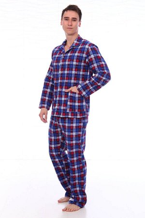 Пижама мужская,модель203,фланель (48 размер, Клетка, вид 1)