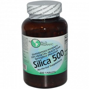 World Organic, Silica 500, 200 таблеток