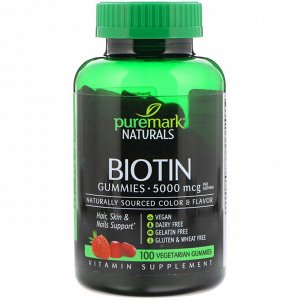 PureMark Naturals, Biotin, 5,000 mcg, 100 Vegetarian Gummies