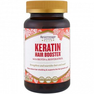ReserveAge Nutrition, Keratin Hair Booster с биотином и ресвератролом, 120 капсул