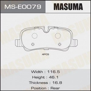 Колодки тормозные дисковые Masuma задние, комплект на ось (4 шт), арт. MS-E0079