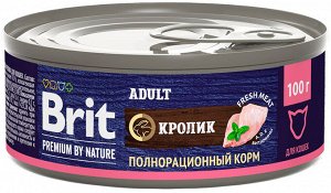 Brit Premium by Nature конс 100г д/кош Adult Кролик