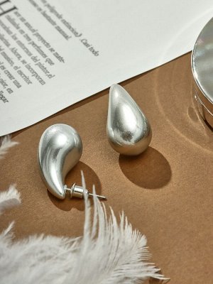 Серьги металл «Капля» микро блёстки, цвет серебро