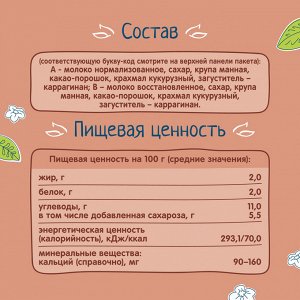 ФРУТОНЯНЯ Коктейль молочный густой с какао ФрутоKids 0,2л какао 2,8%/2%