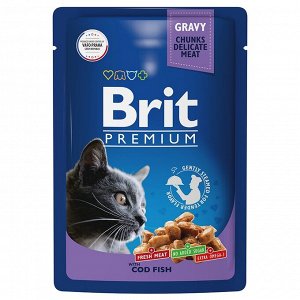 Brit Premium пауч 85г д/кош Gravy Треска/Соус