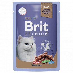 Brit Premium пауч 85г д/кош Jelly Ассорти из птицы/Желе