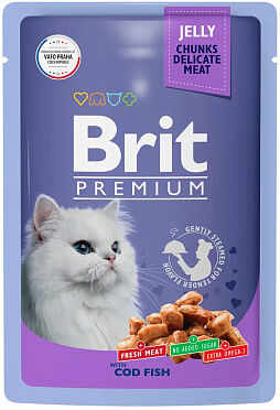 Brit Premium пауч 85г д/кош Jelly Треска/Желе