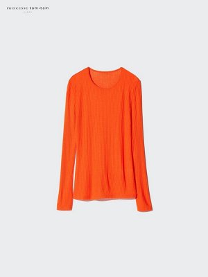 UNIQLO x Princesse Tam Tam - термолонгслив из коллекции Heattech с кашемиром и ажурным узором - 30 NATURAL