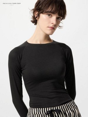 UNIQLO x Princesse Tam Tam – очень теплый термолонгслив из коллекции Extra Warm Heattech с круглым вырезом - 09 BLACK