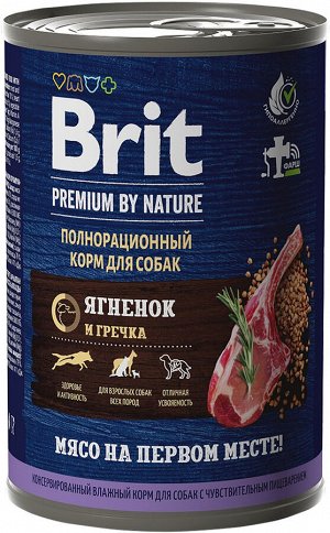 Brit Premium by Nature конс 410г д/соб чувств.пищ Ягненок/Гречка
