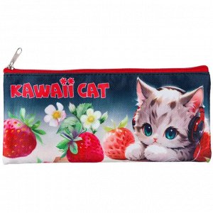 Пенал-косметичка, 1 отделение, 090 х 215 х 10 мм, полиэстер, на молнии, Attomex. Kawaii Cat