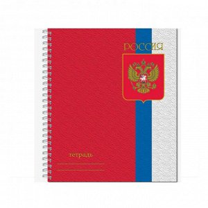 Тетрадь А5, 48 листов, клетка, гребень, Полином "Россия", обложка  картон,  ВД-лак