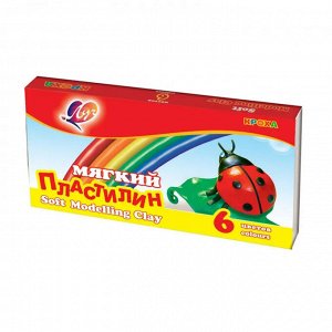 Пластилин 06 цв., со стеком, восковой, 90 г., Луч КРОХА