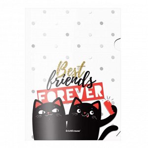 Папка-уголок А4, 160 мкм, непрозрачная, с рисунком, ErichKrause Feline Friends, ассорти
