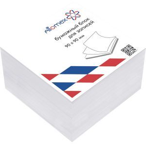 Блок для записей, 90 х 90 х 50 мм, белый, пл.70г/кв.м, белизна 70%, Attomex