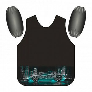 Накидка с нарукавниками, 3 кармана, 44х60 см, рисунок Neon Car, черный, Lamark