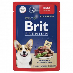 Brit Premium пауч 85г д/соб Говядина/Соус