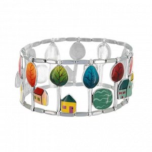Браслет TARATATA, Mon ptit village, с цветной смолой, узорами, гематитом, TT-H25-03304-10M (серебристый)