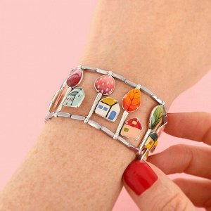 Браслет TARATATA, Mon ptit village, с цветной смолой, узорами, гематитом, TT-H25-03304-10M (серебристый)