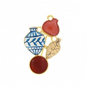 Брошь TARATATA, Antique, смола, слюдяная пудра, сердолик, TT-H25-07206-20M (золотистый)