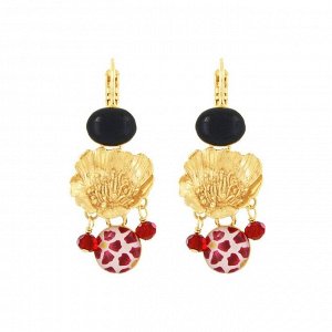 Серьги TARATATA, Magnolia, смола, золотая краска, стеклянные бусины, TT-H25-08768-203 (красный)